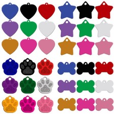 80pcs Bulk Aluminum Pet Dog Personalized ID Tags Blank Star/Bone/Paw/Heart Disc