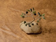 Green Jade Rock Japanese Art Bonsai Tree Crafted Decor