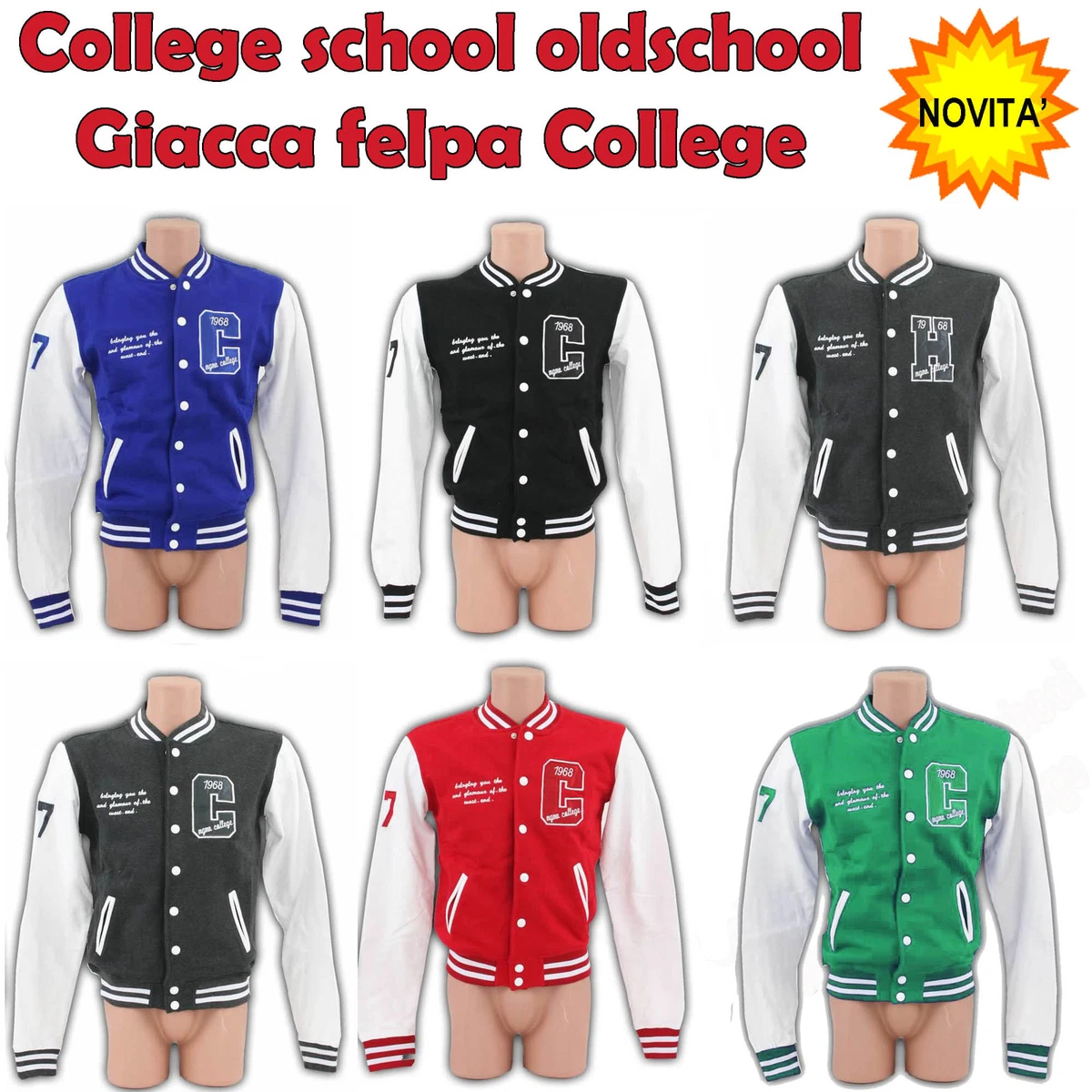 Felpa Giacca College da Donna Baseball Varsity Old School Jacket