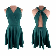 Lulus Green Fit & Flare Fun Party Dress Women's XS Cross Back Sleeveless NWT