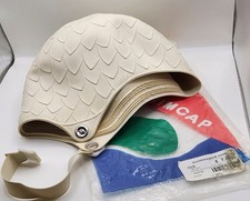 Vintage Aquapro Rubber Swim Dive Cap Molded White With Strap Snap