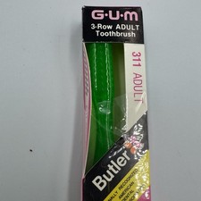 Butler GUM 311 Green 3 Row Toothbrush Soft Bristle Velvet Tip