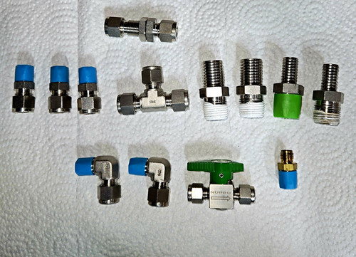 Swagelok & Nupro Compression Fitting & Valve Lot - 21 Pcs Brass & 316 SS Mixed