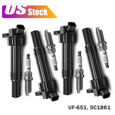 4X Ignition Coil  Iridium Spark Plug For Hyundai Elantra Kia Soul L4 UF651