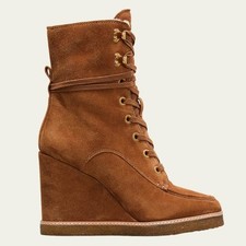 Veronica Beard Ananya Suede Shearling Wedge Booties 9.5