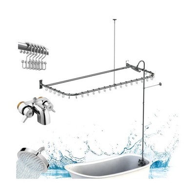 Clawfoot Tub Shower Kit,Add On Shower With Bathcock Diverter Faucet and 60'' D...