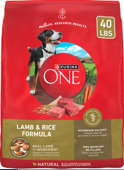 Purina ONE Dry Dog Food, Natural High Protein with Real Chicken & Rice, 40 lb