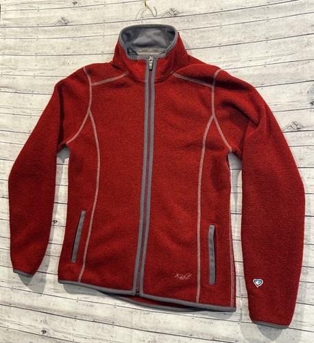 KUHL Womens Alfpaca Fleece Sweater Sz S Red Full Zip Pockets Thumbholes Jacket - Picture 5 of 20