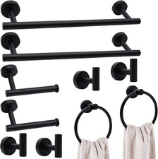 16" Bathroom Hardware Set 10pcs Towel Bars Hooks Holders Black