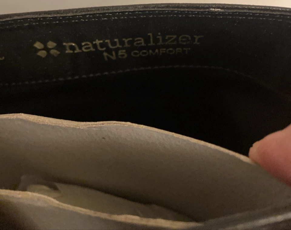 Размер 7. 5 ШИРОКИЙ СТЕРЖЕНЬ ИКРЫ черный NATURALIZER N5 ELIANE высокий кожаный платье ботинки - Изображение 4 из 4