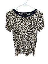 J. Crew Leopard Print T-Shirt Women  s Small Animal Print Preppy