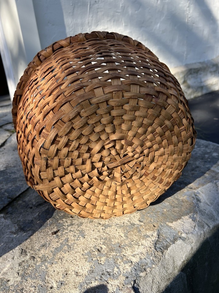Primitive Woven Splint Basket 19th Century AAFA Farmhouse Rustic Decor ...