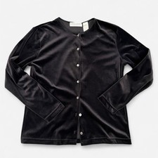Vintage Y2K Black Velvet Button Cardigan