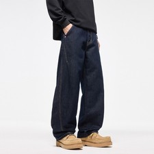 Jeans Homme Vintage Streetwear Hip Hop Denim Pantalon Large Bleu Casual
