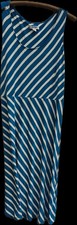 Old Navy Maxi Dress 1X Plus Size Blue White Diagonal Stripe Tank Sleeveless Knit