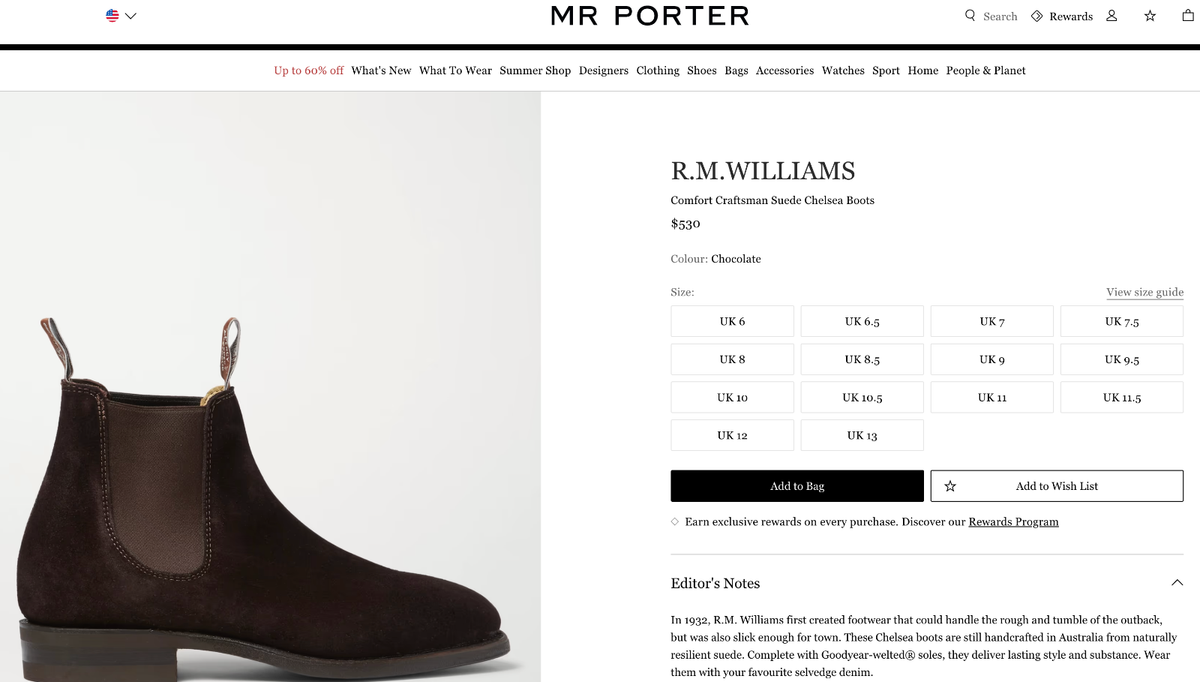 $590 | RM WILLIAMS 8 G 9 COMFORT CRAFTSMAN CHELSEA BOOT  display picture 2