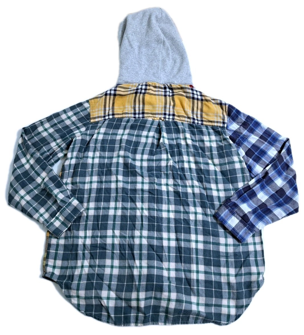 American Eagle Patchwork Flannel Hoodie Mens Medi… - image 5