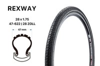 28 Zoll Rexway Fahrrad Reifen 47-622 City Trekking Bike Stadtrad 28X1.75 Reflex