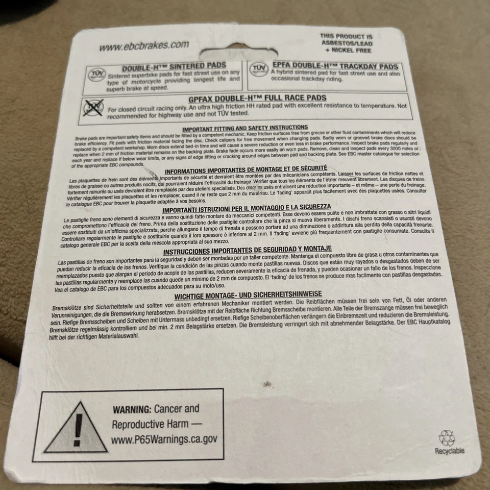 Pastillas de freno delanteras sinterizadas EBC FA 447 HH nuevas todavía en envoltura de plástico Foto 2 de 3