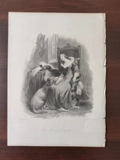 ANTIQUE ORIGINAL B/W ENGRAVING-FINDEN'S TABLEAUX-THE BARON'S DAUGHTER-1846