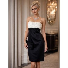 JS Collection Black & Ivory Cocktail Dress | Sequin Rosette Bodice | Size 12