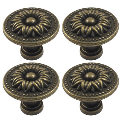 #ad Vintage Shape Cabinet Drawer Knobs 4 Pcs Antique Bronze Metal Pull Handles f... $7.08
