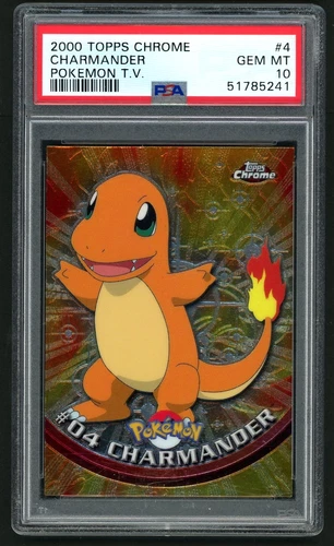 TOPPS CHROME CHARMANDER 2000 POKEMON T.V. #4 PSA 10