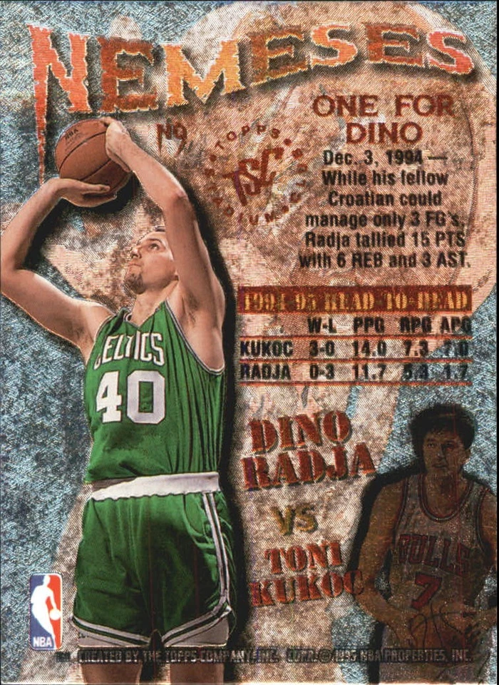 1995-96 Stadium Club Nemeses #N9 Toni Kukoc/Dino Radja - BSK - Image 2 of 2