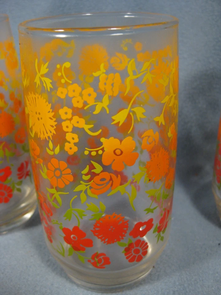 Juego de caja de vasos de colección 8 flores ancla en cuclillas naranja rojo amarillo Foto 4 de 4