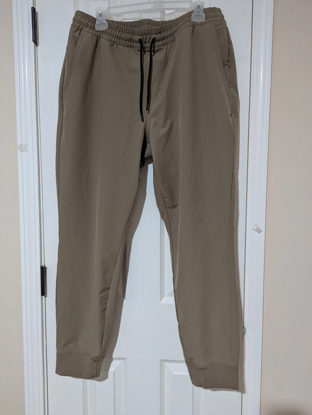 MEN'S PANTS JOGGERS ATHLEISURE NEVER NOT HUSTLING BEIGE ELASTIC WAIST HIGH RISE
