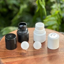 1 oz Roll On Bottle Set - Qty. 50 - Black HDPE Plastic (Non-Refillable)