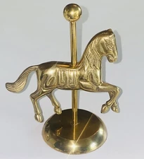 Vintage Solid Brass Carousel Horse Jumper Galloper Carnival Fair 6.5” X  5”