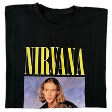 2000s Nirvana Kurt Cobain Punk Grunge Rock Band Portrait Shirt Size L