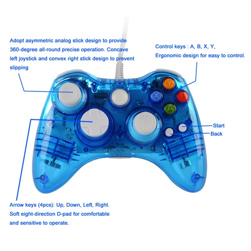 Gamepad Microsoft Xbox 360 Wired Controller Joystick Controller PC Windows USB - Picture 27 of 86