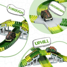 252-Piece Dinosaur World Track Set   Flexible Road Tracks  2 Dino Cars, Age 3-6