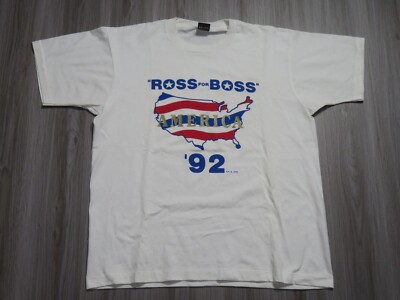 Vintage 1992 90s Ross For Boss Perot Presidential Shirt Size XL Men Rare