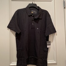 NWT- EDDIE BAUER Men's TRAVEX Black Short Sleeve POLO SHIRT - Medium M