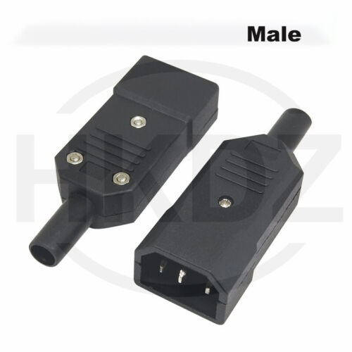 IEC 3 Pin Male Plug Female Socket IEC C14 Rewirable Connector Adapter Converter - Picture 12 of 13