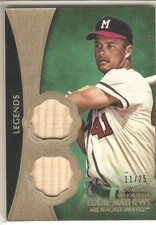 2019 TOPPS TIER ONE EDDIE MATHEWS DUAL RELIC BASEBALL CARD /25