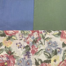 Peter Pan Fabric Vintage Floral white background Pink Blue Green plus two more