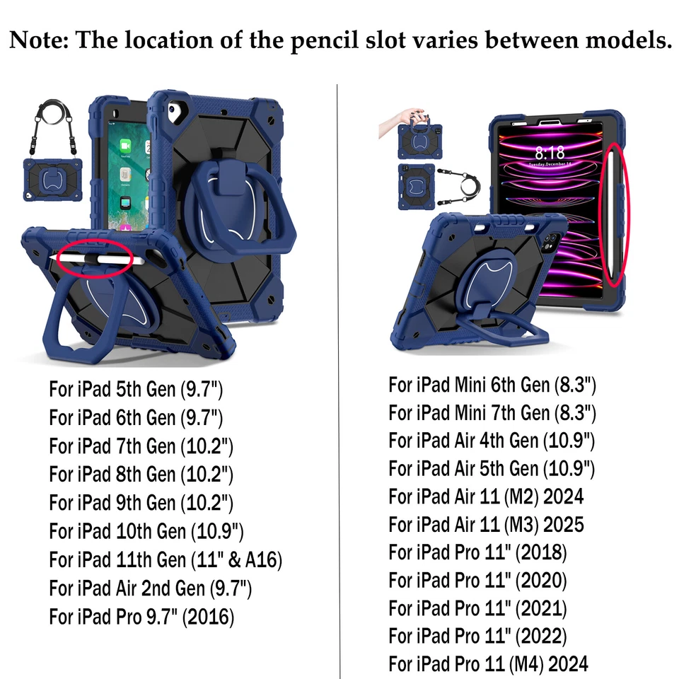 Heavy Duty Rotating Stand Case Cover For iPad 6 /7th/8th/9th Gen Christmas Gifts - Image 2 of 4