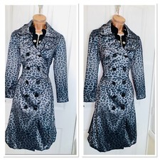 Frank Lyman Grey Animal Print Trench Coat Uk Size 10
