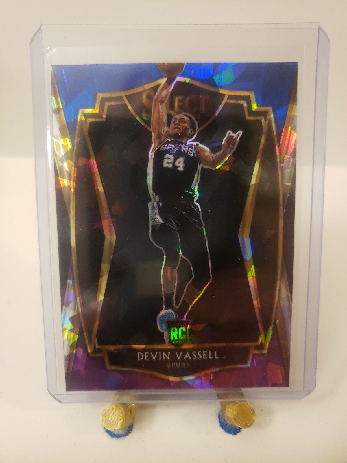 2020-21 Panini Select Devin Vassell RC Blue White Purple Cracked Ice Premier