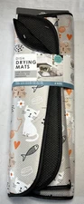 EVRIHOLDER REVERSIBLE DISH DRYING MATS (2) CATS GRAY BLACK 16 X 18 18 X 24 NIP