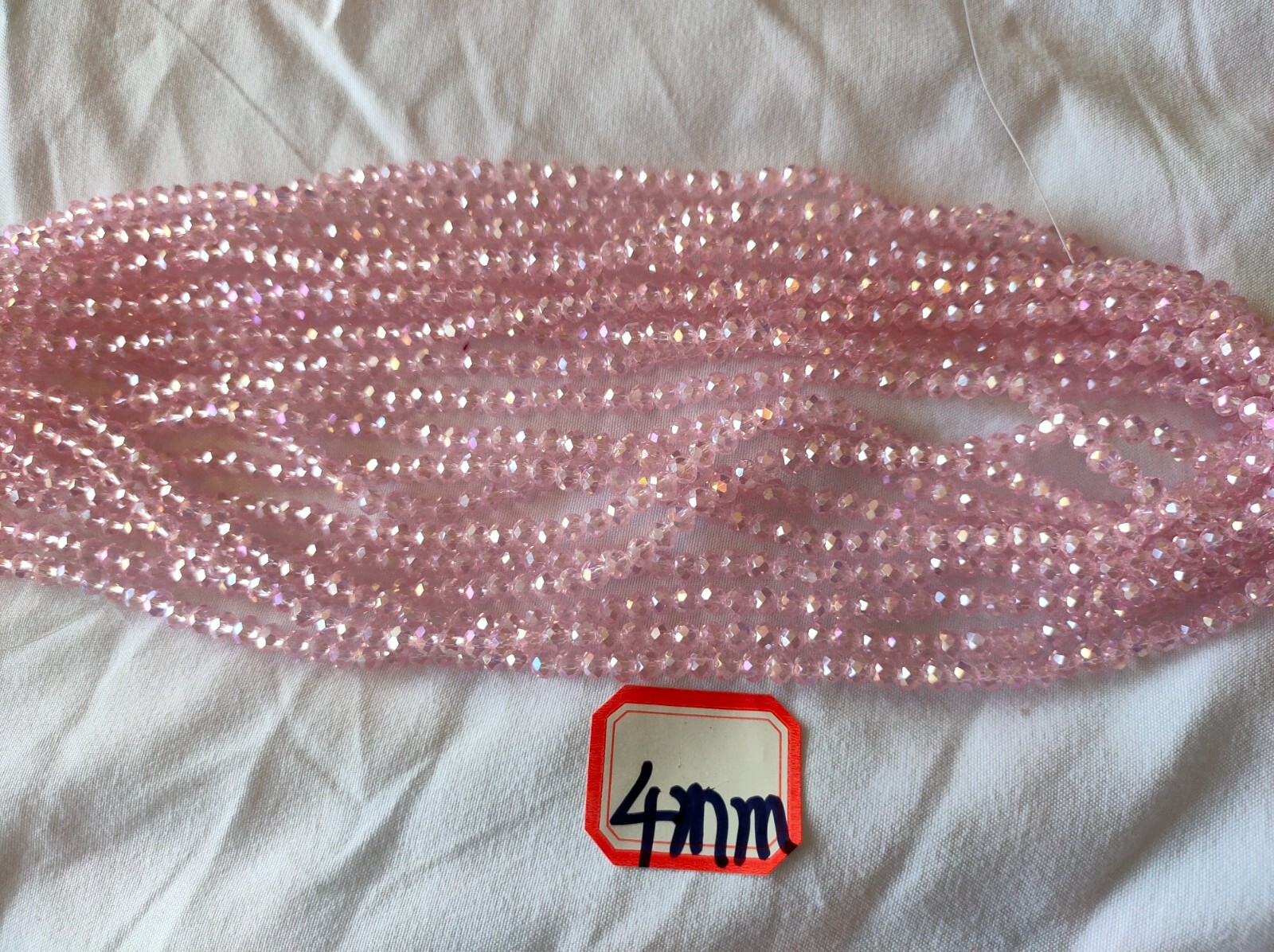Joblot of 10 strings baby pink AB 4mm round  Crystal beads new wholesale