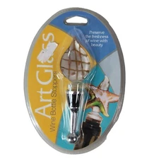 LS Arts Art Glass Wine Bottle Stopper Pearlized Teardrop Leaf Stripes Dots NEW