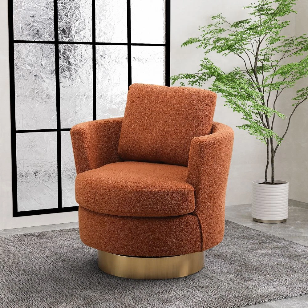 Mid century modern online swivel barrel chair