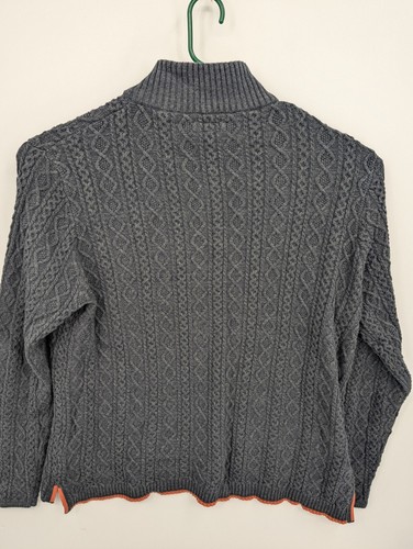 Carbon 2 Cobalt Greystones 1/4 Zip Sweater XXL Blue Gray Fisherman Cable Knit - Picture 4 of 5