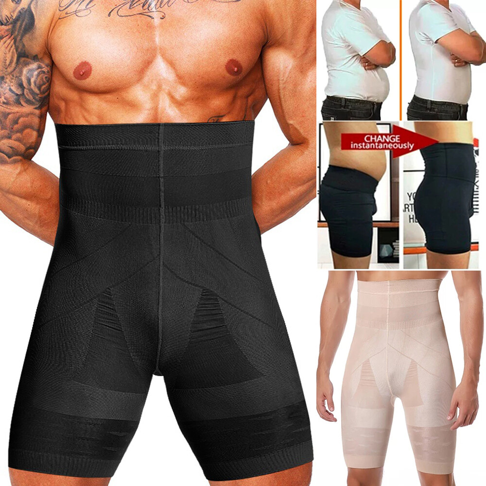 Men's High-Waist Slimming Boxer Briefs for Tummy Control & Body Shaping