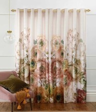 M.M Linen Arlette Velvet Lined Eyelet Pair of Curtains 167x137cm